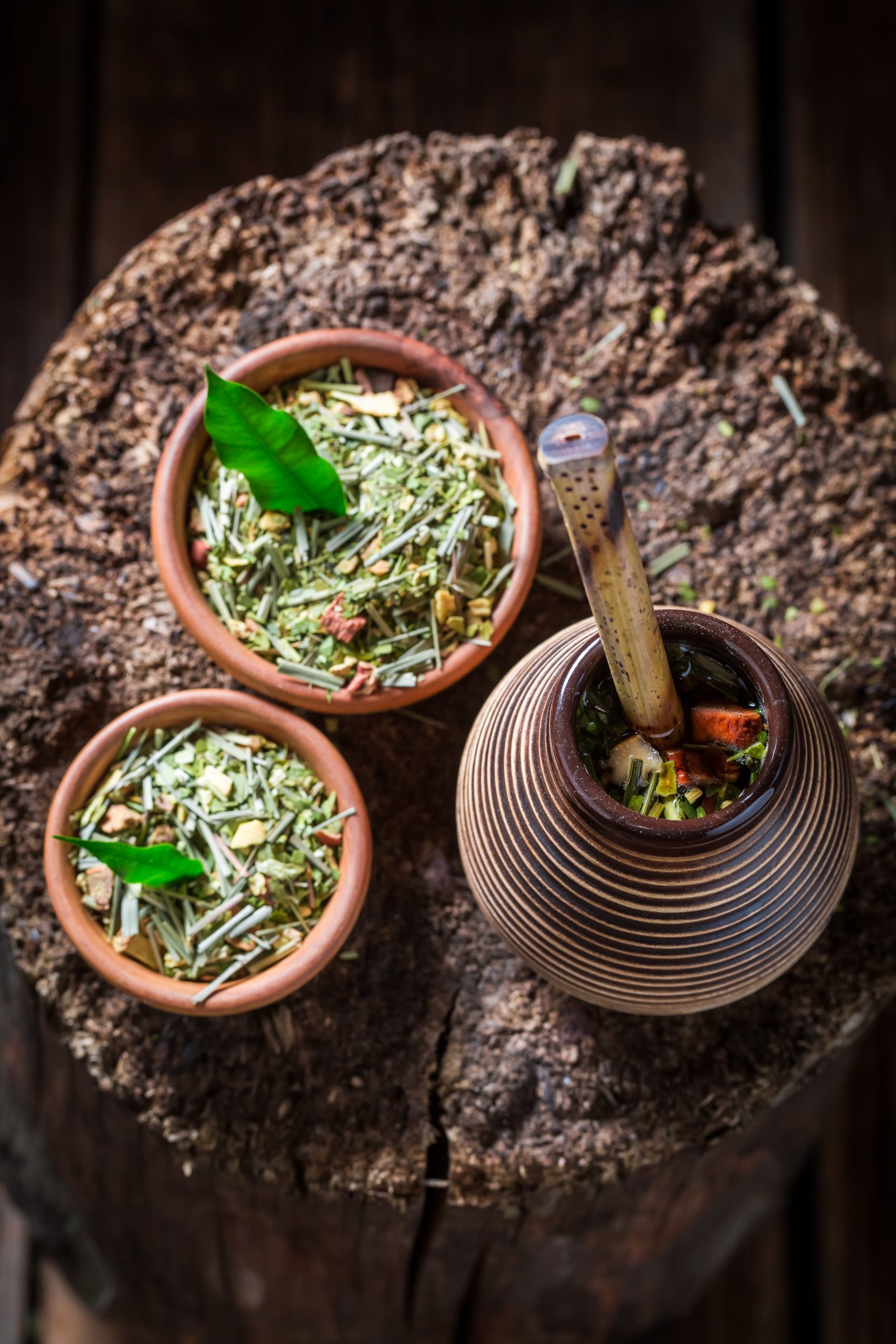 Healthy yerba mate with calabash and bombilla